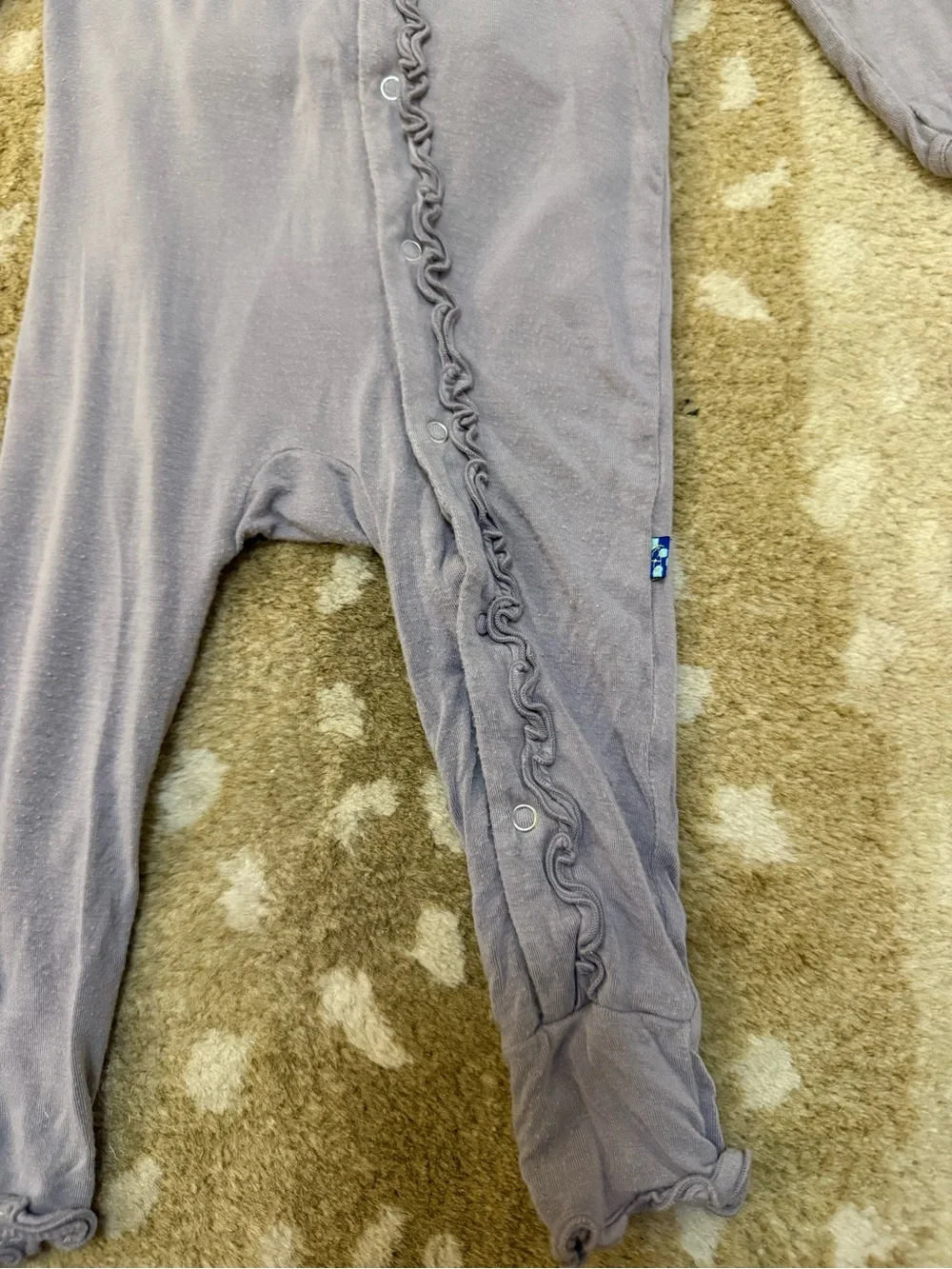 Kickee Pants Bamboo Ruffle Footless Snap Romper 12-18 Months Purple Gray